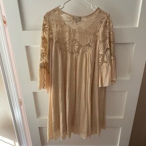 J Glee Cream Lace Boho Dress